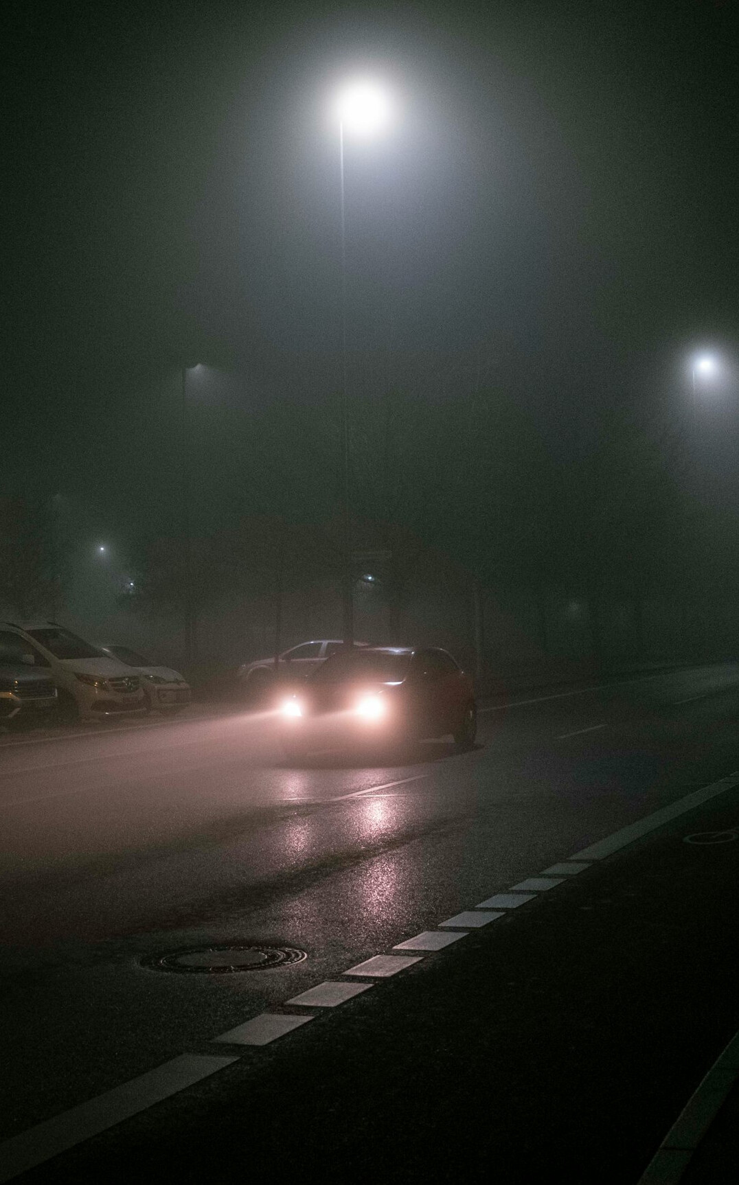 foggy street at night