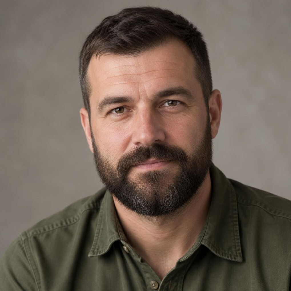 Portrait of a bearded Croatian man in his forties