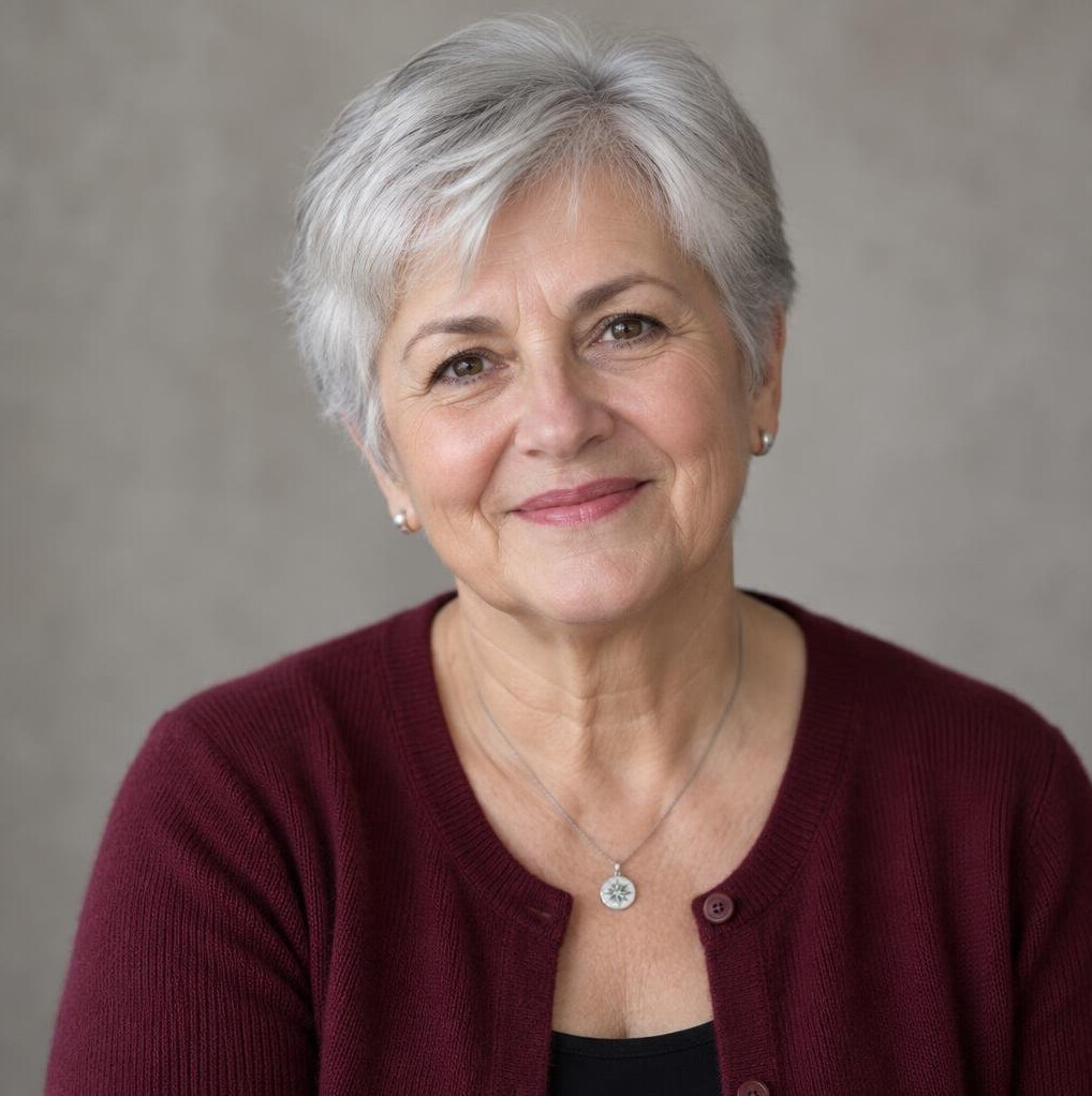 Portrait of an older Croatian woman with silver hair