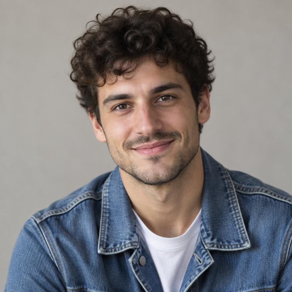 Portrait of a young Croatian man with curly hair